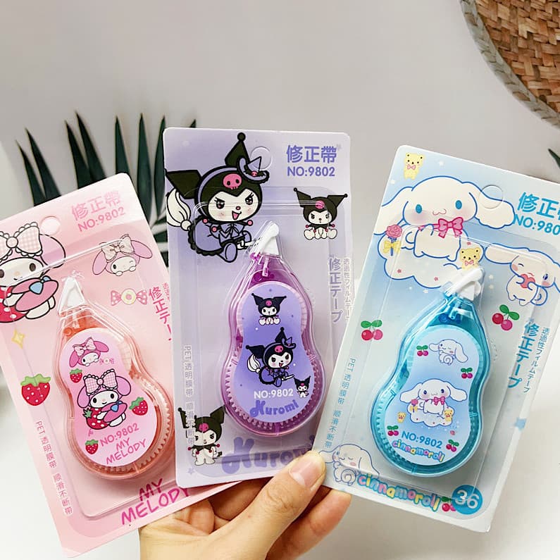 1 Peça Desenhos animados Sanrio Correção Fita bonito Melodia Kuromi Cinnamoroll Escritório Escola papelaria