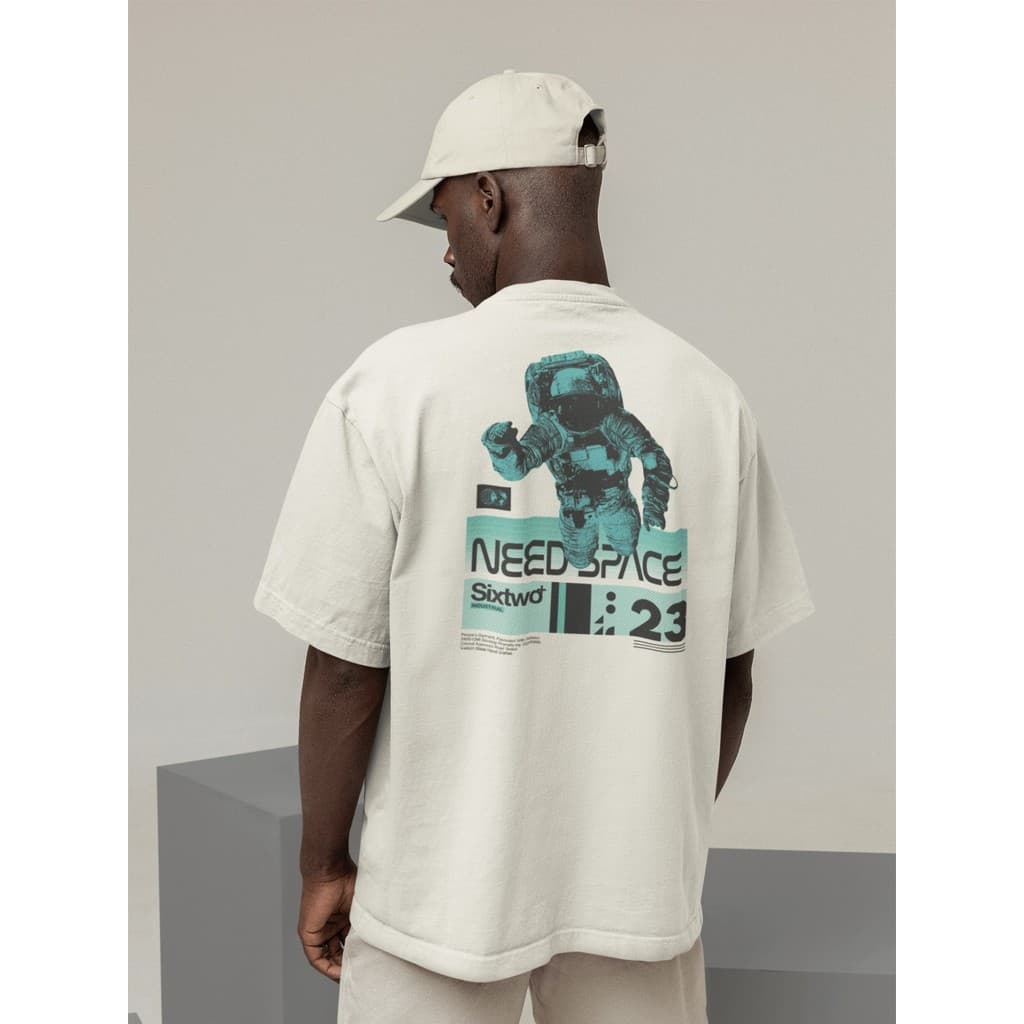 Camisa Camiseta Oversize Streetwear Masculino e Feminino Treino e Dia a Dia Preto e Off Whte Estampado - NEED SPACE