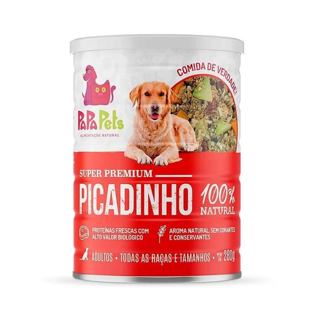 Comida Natural para Cães Adultos Papapets Picadinho 280g – Carne Bovina, Sem Conservantes