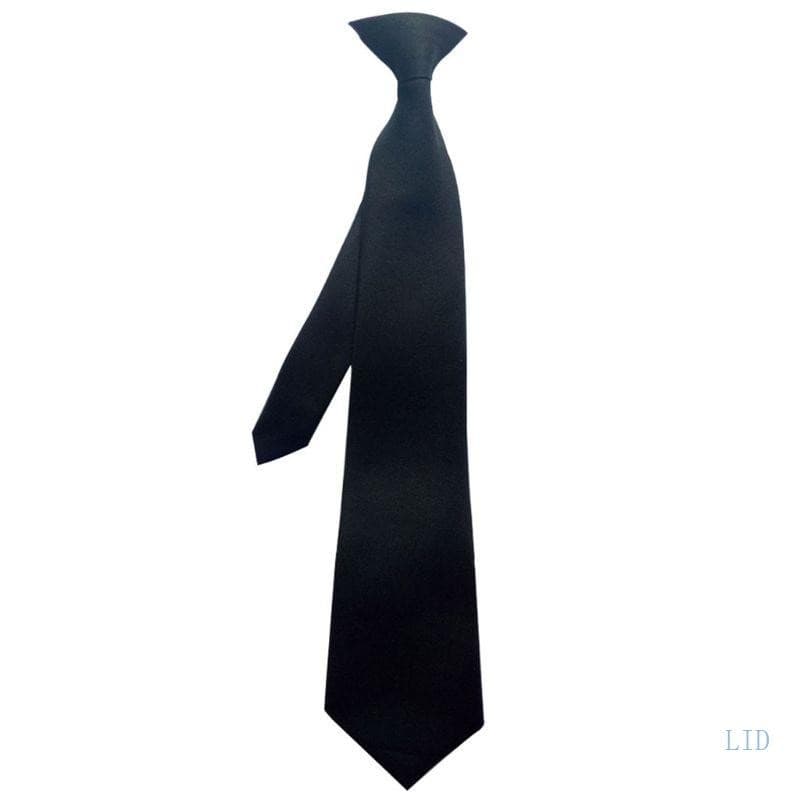 LIDU1 50x8cm Uniforme Masculino Sólido Cor Preta Imitação Seda Clip-On Gravatas Pré-Amarradas
