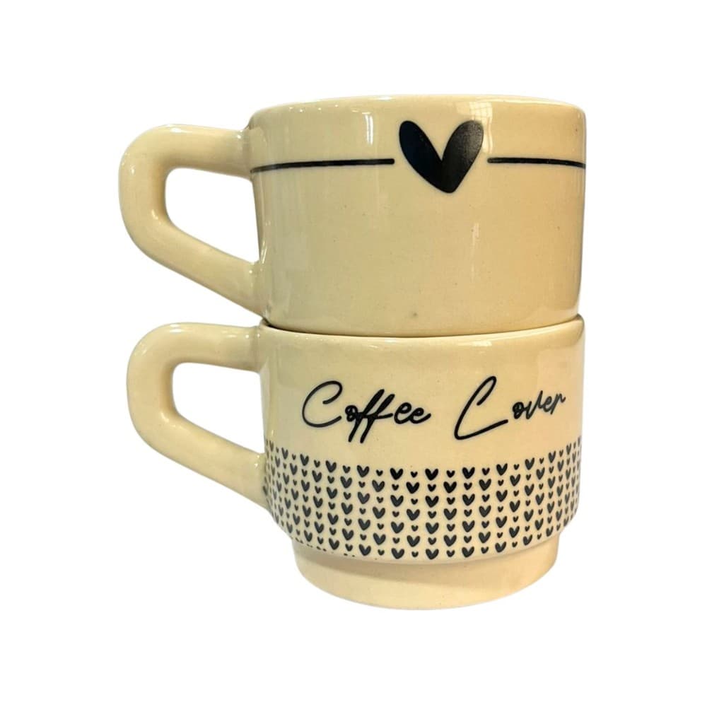 Conjunto C/ 2 Canecas Empilháveis Personalizadas Café Presente Namorada Decoração Criativo Fofo