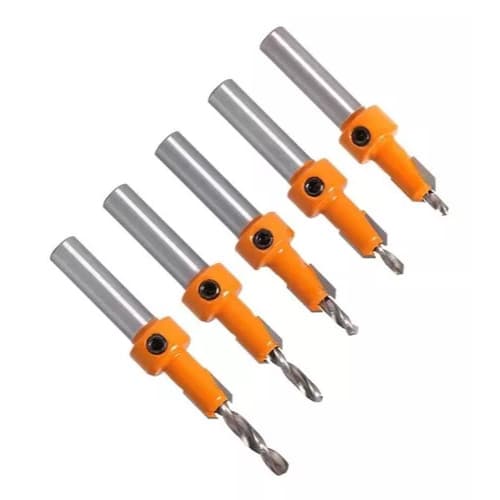 Kit De Broca escariadora Rebaixo De Parafuso Em Madeira Com Limitador brocas 6 pcs