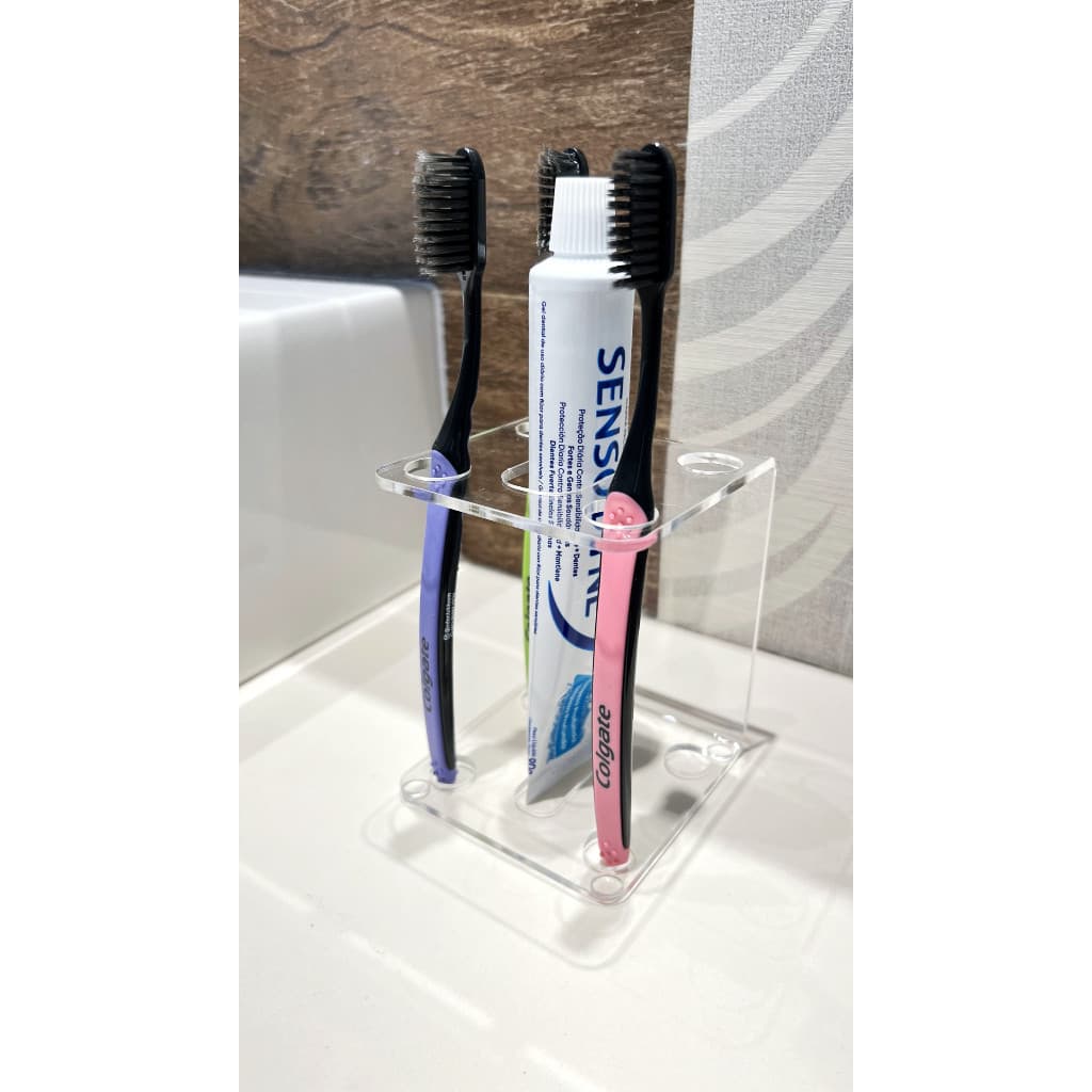 Suporte de Escova de Dente e Pasta de Dente Suporte Escova Creme Dental - Acrilico 3mm 100% Puro