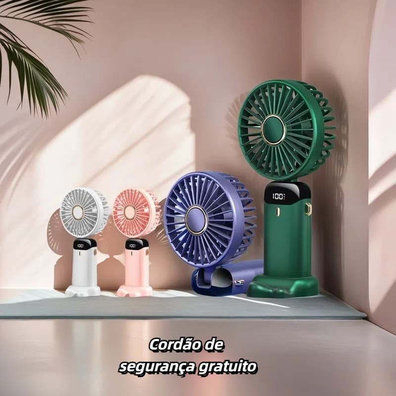 Portátil digital mini USB fan display potência 5 velocidades wind band lanyard NTD-124 nt