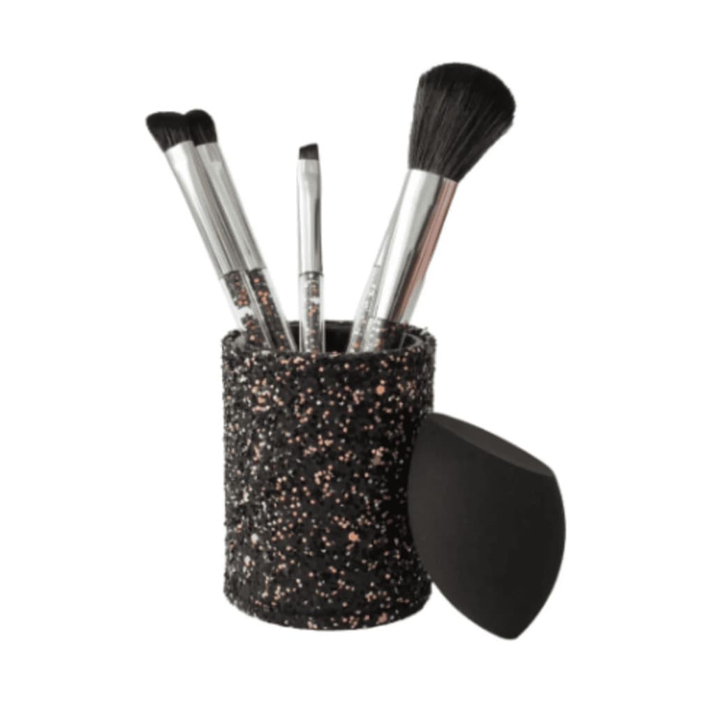 Kit de pincéis e esponja Shine It On Miss Frandy Cor Preto