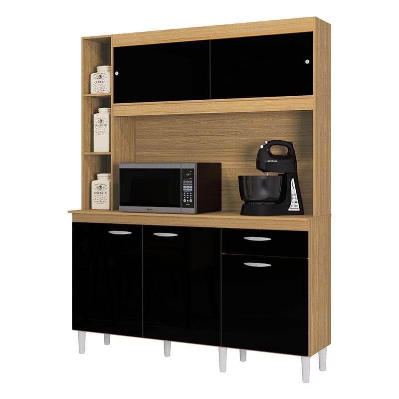 Cozinha Kit Duda 140 cm Damasco Preto – Poquema