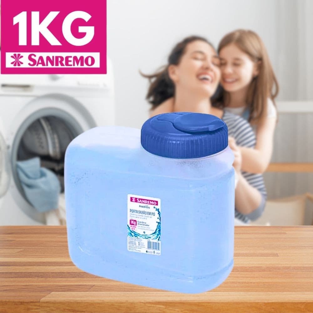 Porta Sabão Em Pó Plástico Resistente Com Bico Direcionador 1kg - Sanremo