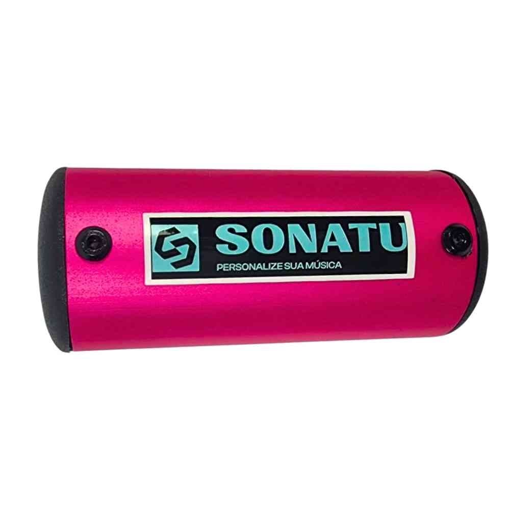 Ganzá Pequeno 8,5 X 4 cm em Alumínio Rosa Brilhante e Leve - Sonatu