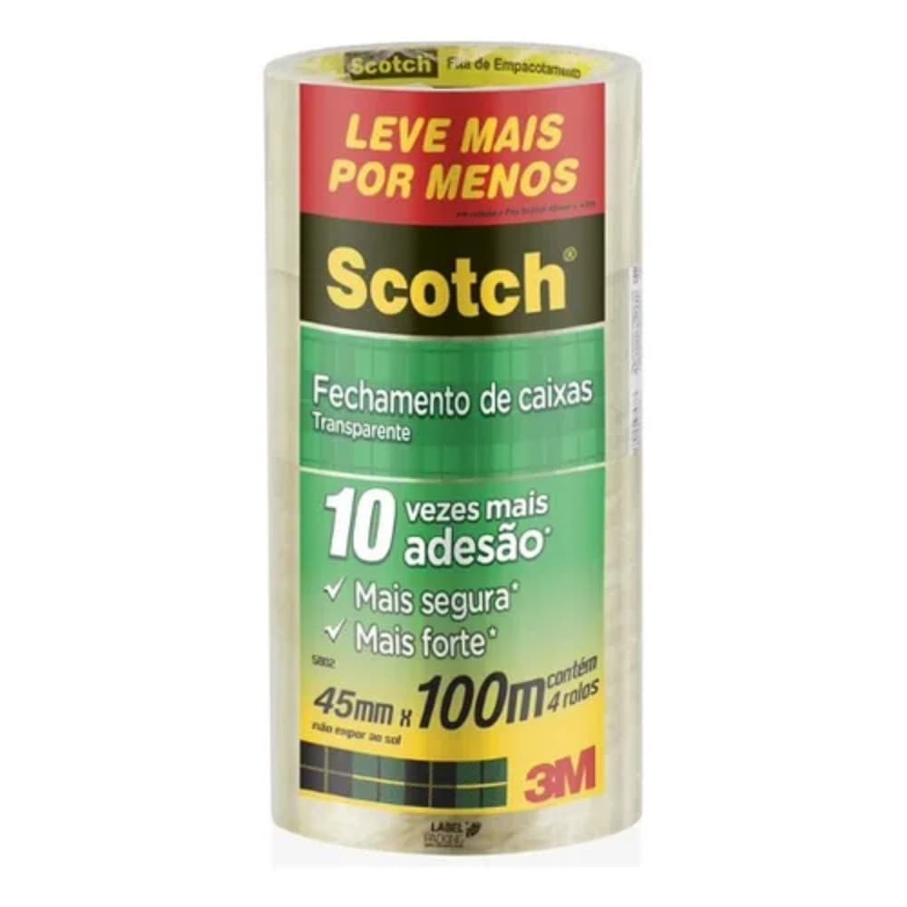 Fita Empacotamento Scotch Transparente 45mm X 100m 4rolos
