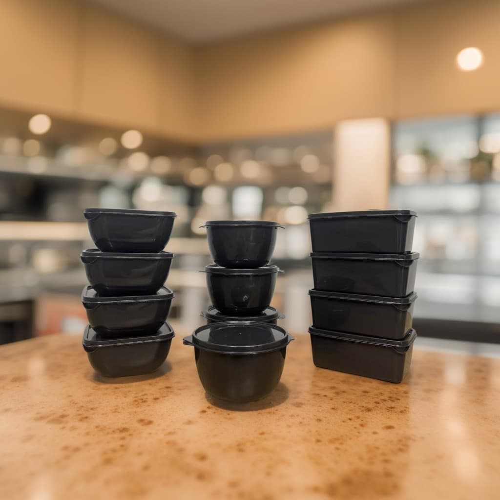 Potes Plásticos - Formatos Variados PRETO - Kits com 12, 9 e 6 unidades - 1 Litro cada - Vasilha/ Marmita