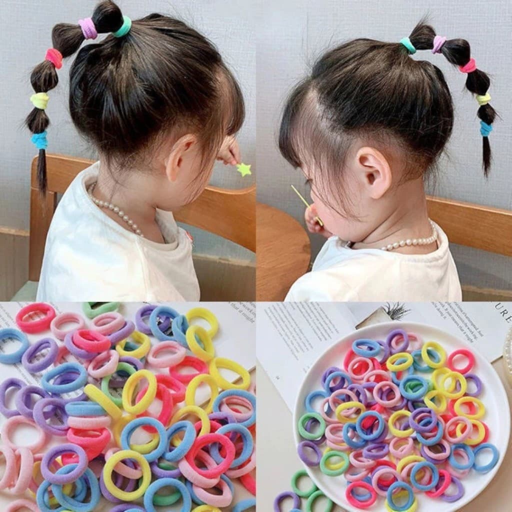 Xuxinha para cabelo kit Com 50  Unidade Chuchinha Mini Rabicó e Elástico Para Cabelo