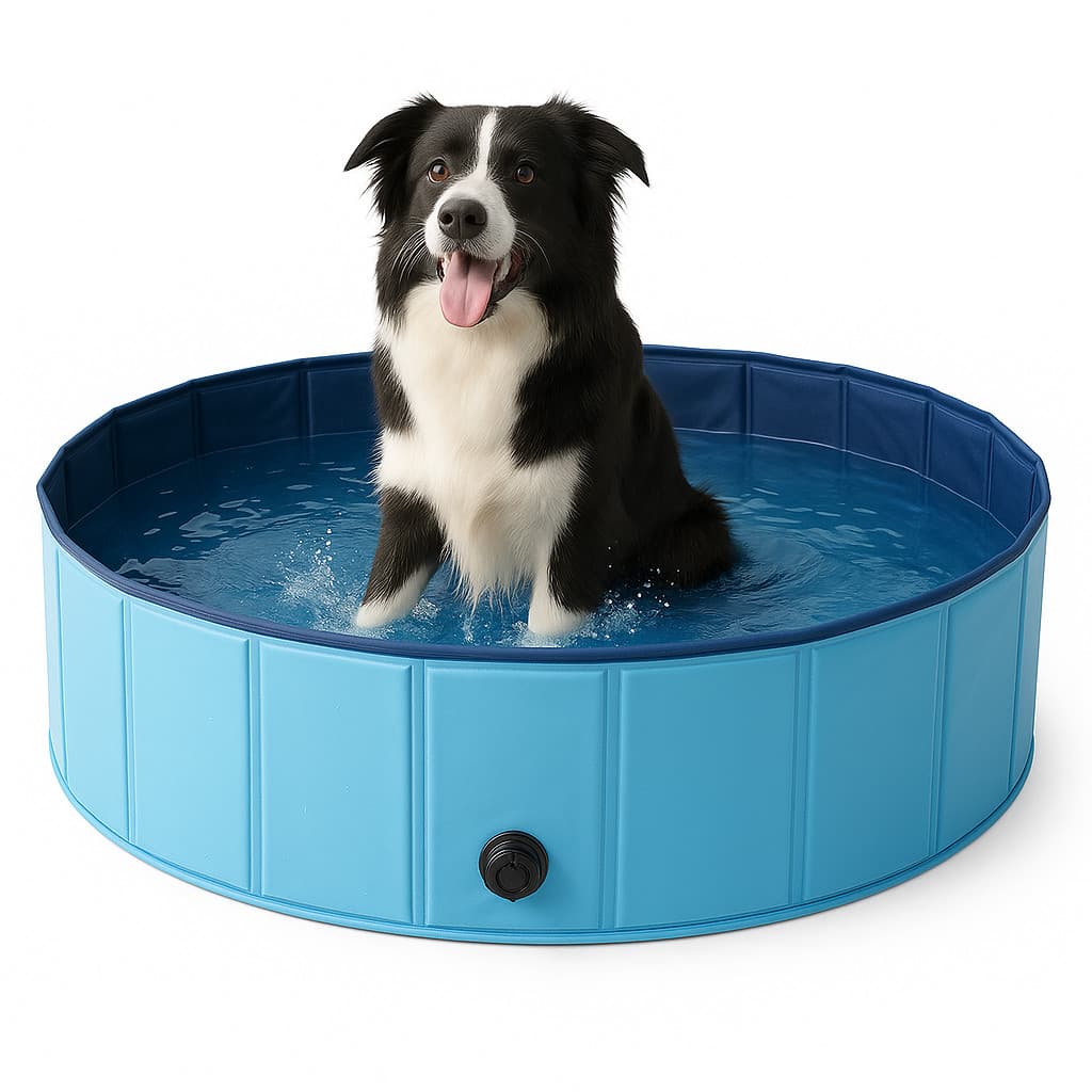 Piscina para Cachorro Resistente Dobrável Portátil Azul