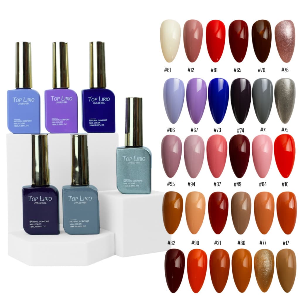 KIT 6 Esmaltes em Gel Lirio 18ml Alta Pigmentação Coleção Premium