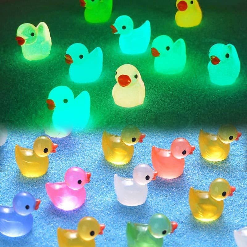 1.4 * 1.7cm Que Brilha No Escuro Pato Decorativo Resina Artesanato Ornamento Em Miniatura De Mesa