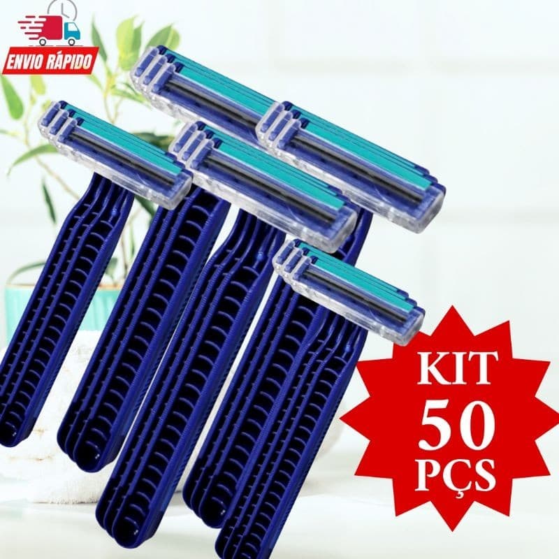 kit depilação Descartável barbeador 50 Peças Para Barbear Depilar  Prestobarba  Com 2 Lâminas Barbearia Promoção