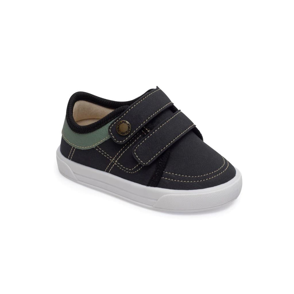 Tenis Infantil Sem Cadarço Preto com Verde Pimpolho