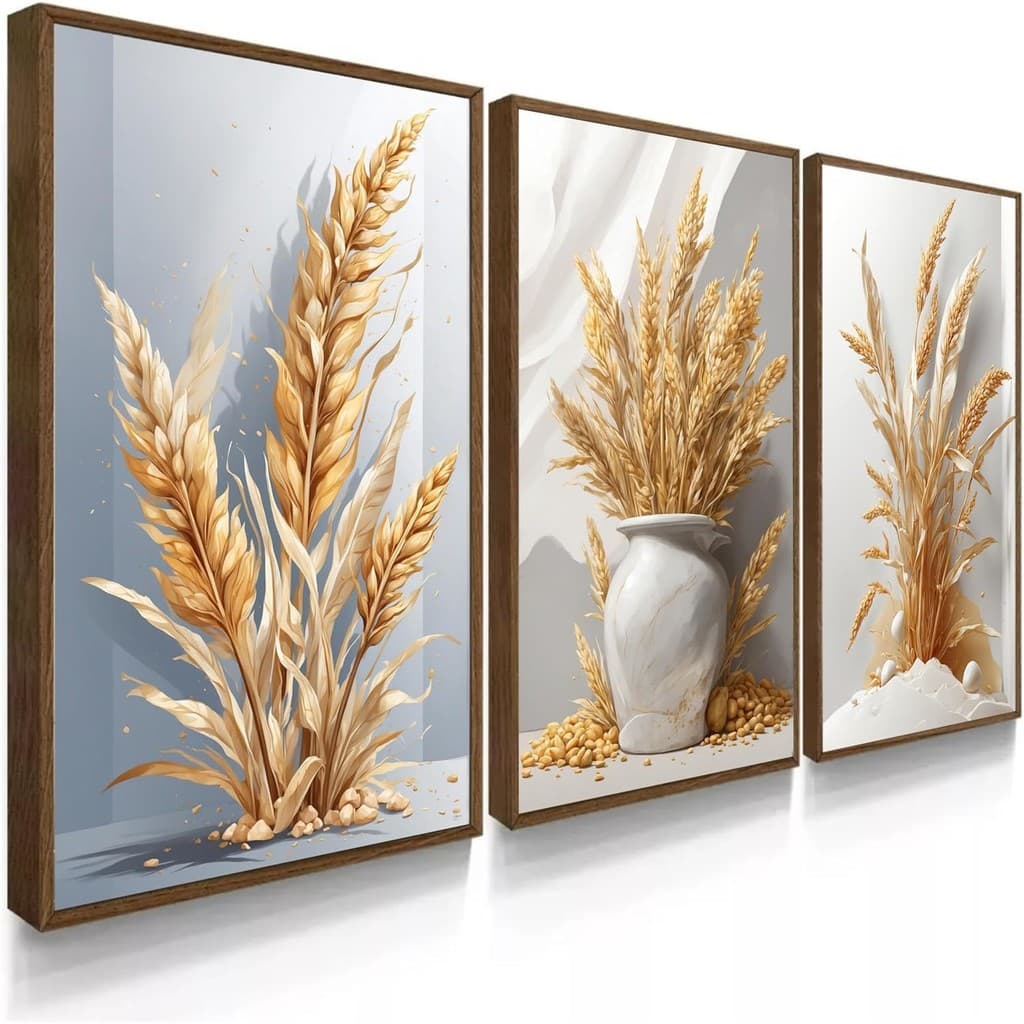 Quadros Decorativos Trigo Platina Prosperidade Auspiciosa Sala De Estar Quarto Decoração De Parede