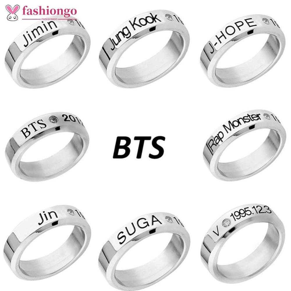 FASHIONGO KPOP Bangtan Boys BTS SUGA JIMIN JUNG KOOK V JIN JHOPE Anéis De Aço Inoxidável M3Y8