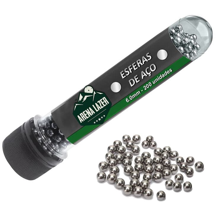 Esfera Aço 6mm 200un Polidas p/ Pistola de Pressão Rossi R11 C11 M9 Airgun