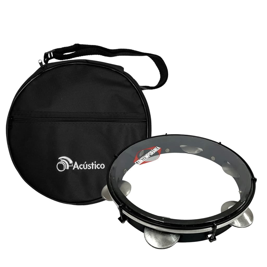 Pandeiro Contemporânea 10" Preto Pele Cristal 82LBK + Bag