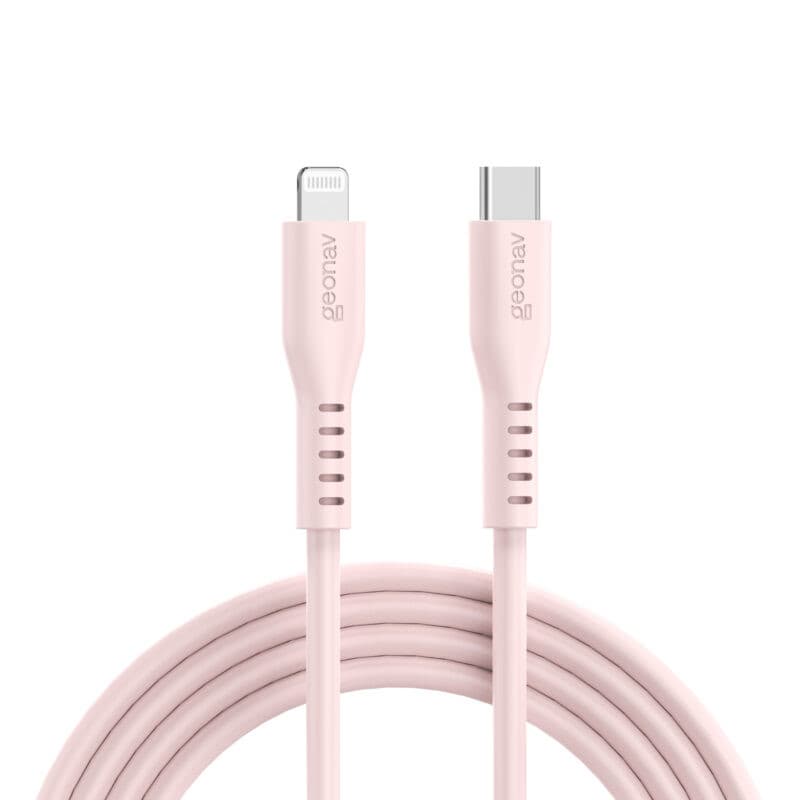 Cabo em silicone USB-C Para Lightning 1,5m Rosa ESLICSPK Geonav