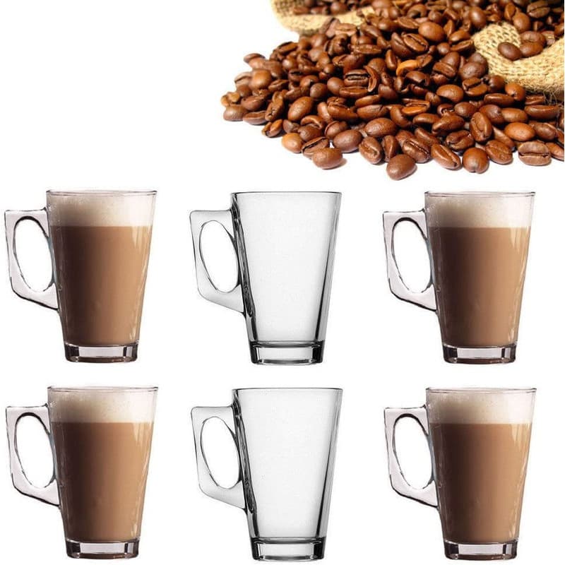 Caneca Vidro Cappuccino 245ml Jogo Com 6 Unidades