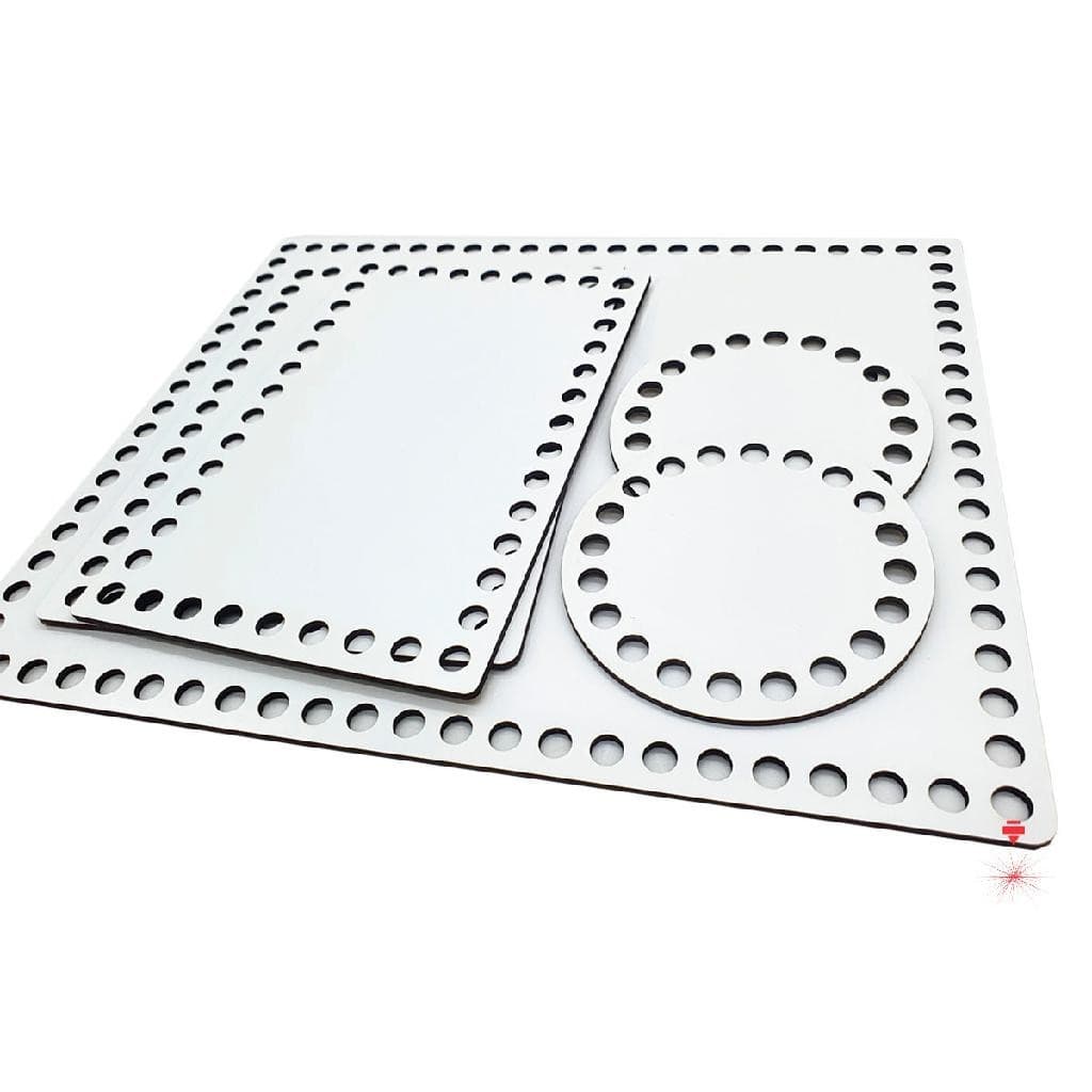 06 Bases Fundo Cesto Crochê Medidas Kit Higiene Branco