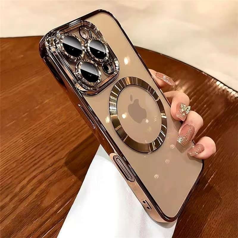 Nova Capa De Telefone Oficial Desert Gold-MagSafe Transparente Com Lente Magnética Para iPhone 16 15 14 13 12 11 Pro Max
