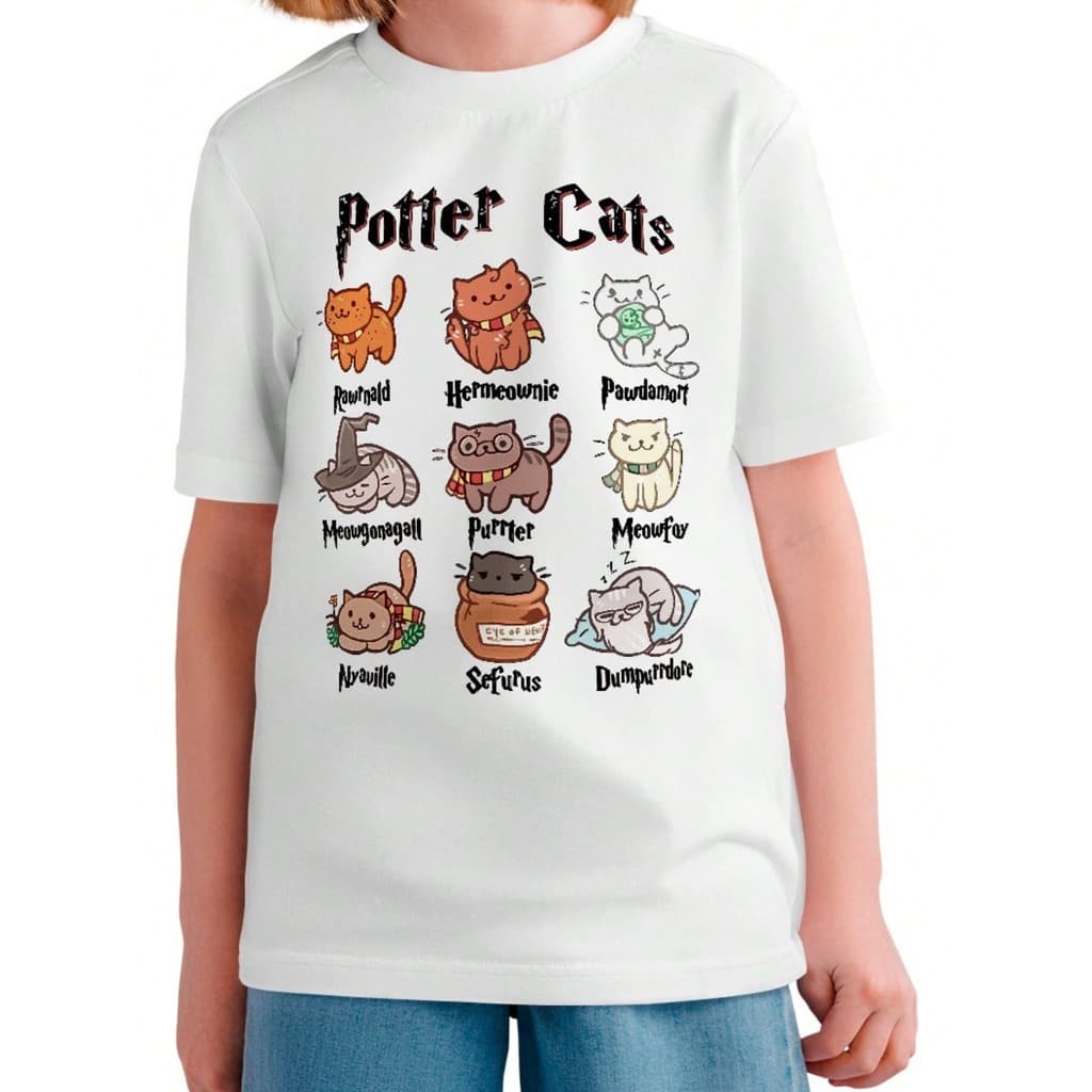 Camisa Camiseta Potter Cat Unissex 100% Algodão Lançamento Streetwear
