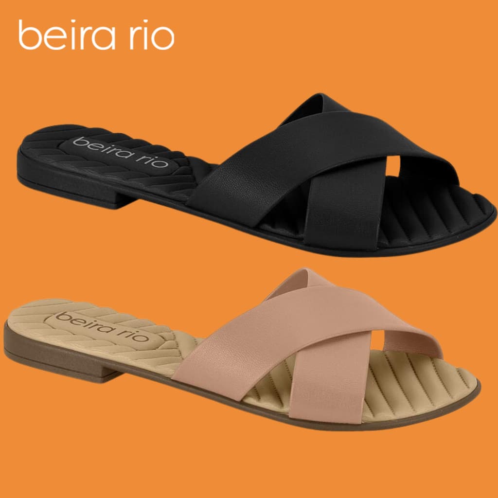 Sandália Rasteira Feminina Beira Rio Rasteirinha Casual com Tiras Cruzadas