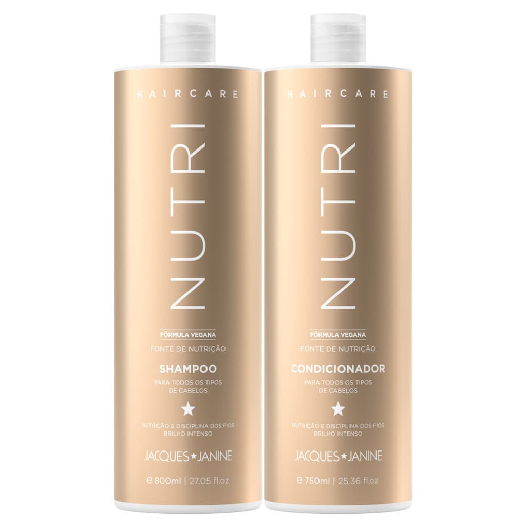 Kit Hair Care Jacques Janine Nutri Shampoo 800ml + Condicionador Leave-in 760ml Força e Brilho