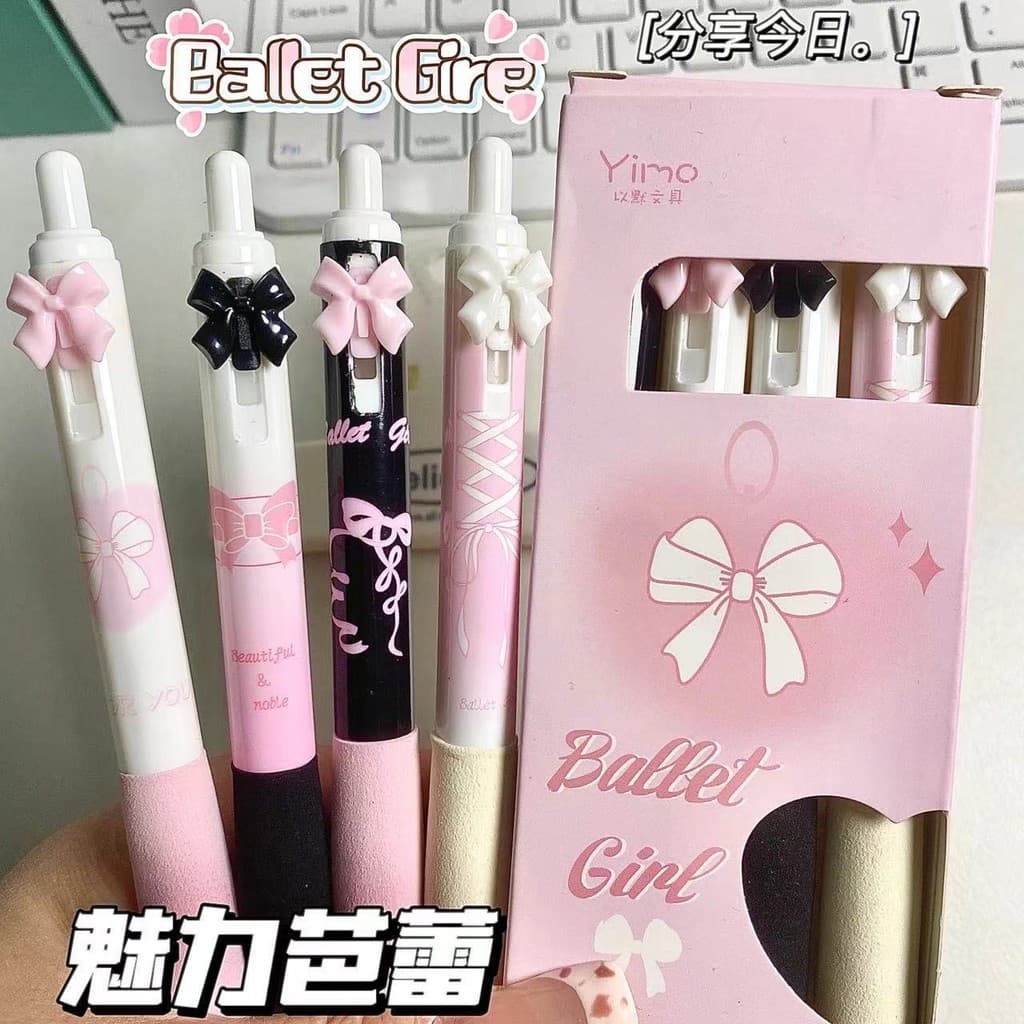 Caneta Retrátil Com Laço De Borboleta Fofa , Secagem Rápida , Suave , Para Exame De Estudante , Papelaria Criativa , Pre