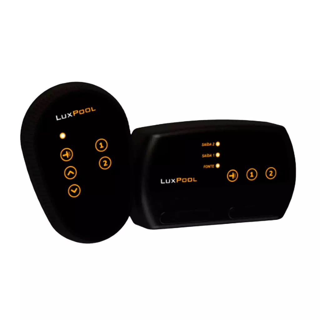 Controlador Para Piscina Luxpool RGB 72W Com 2 Saídas Auxiliares Bomba Cascata Com Controle Remoto