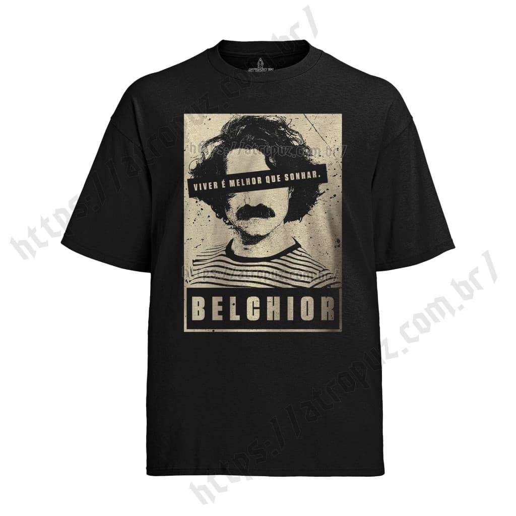 Camiseta Algodão Unissex Graphic tee Belchior Viver é Melhor Que Sonhar