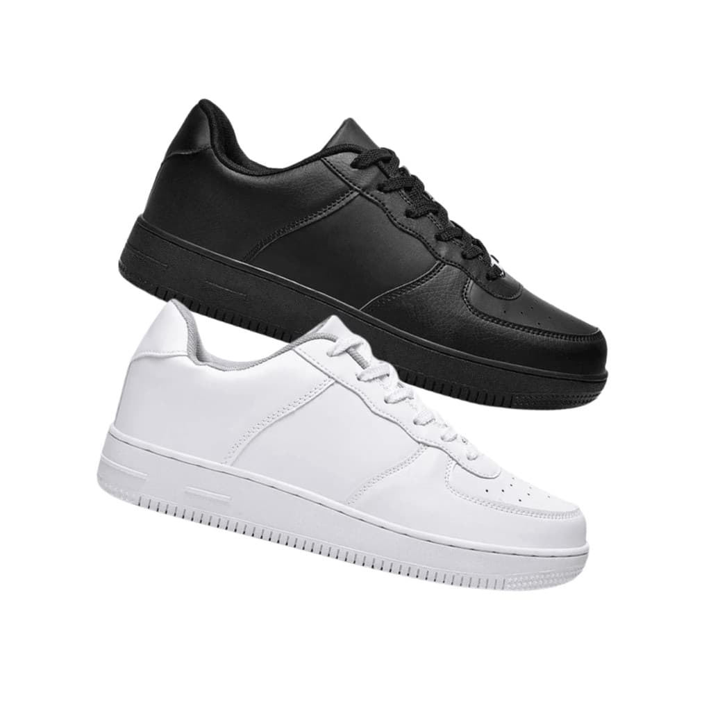 Kit 2 Pares Tenis Feminino Casual Plataforma Branco Preto Original
