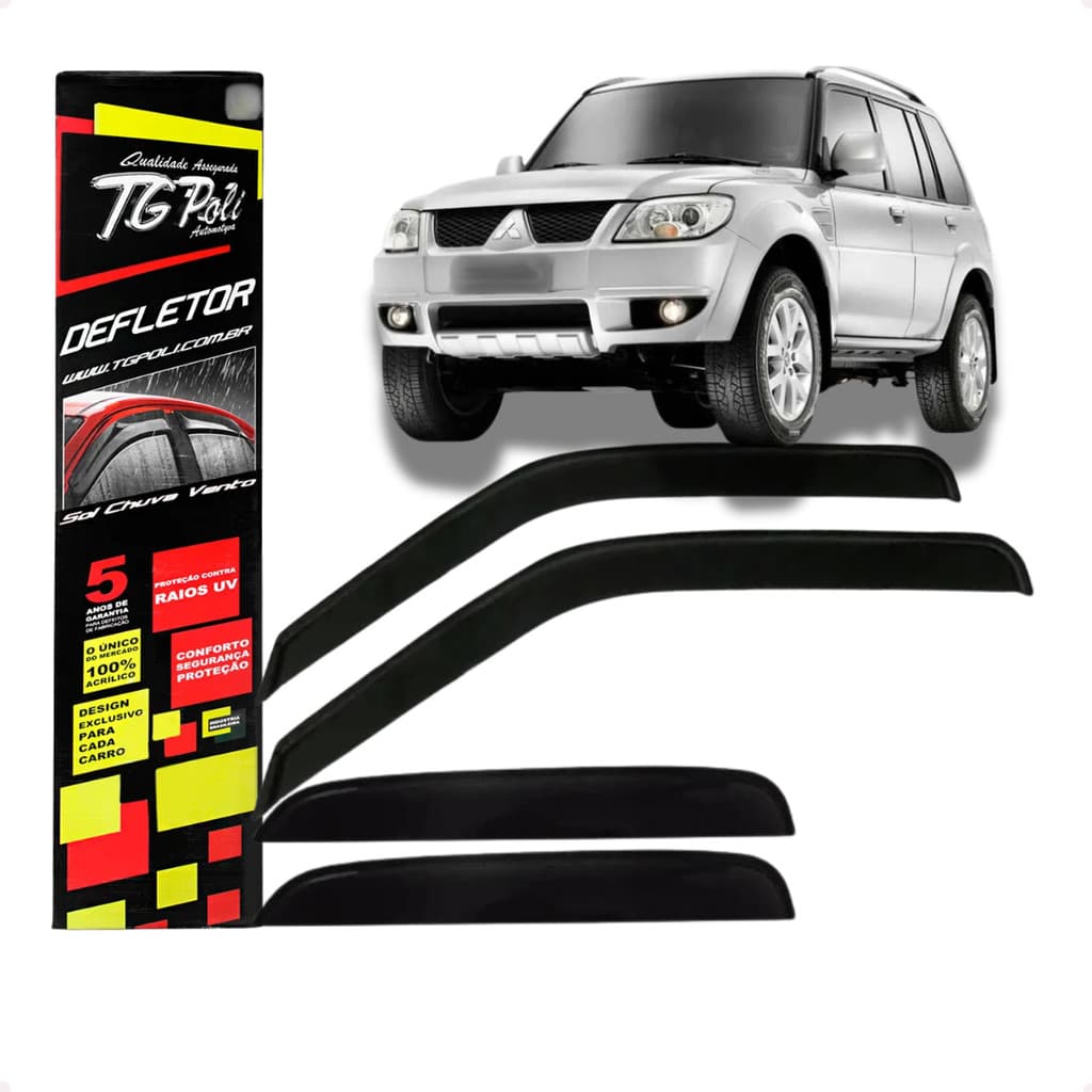 Jogo de Calhas de Chuva Defletores Original TgPoli Mitsubish Pajero Tr4 2002 Até 2016 4 Portas