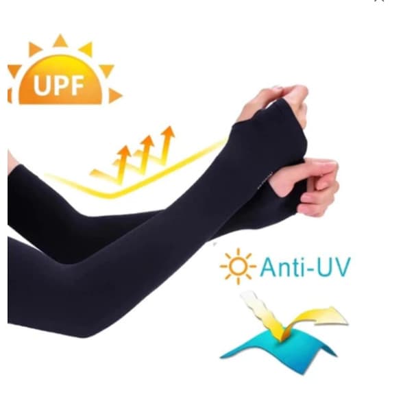 Par Manguito mangote com Dedo Proteção solar UV50+ Corrida Fitness Academia Unissex