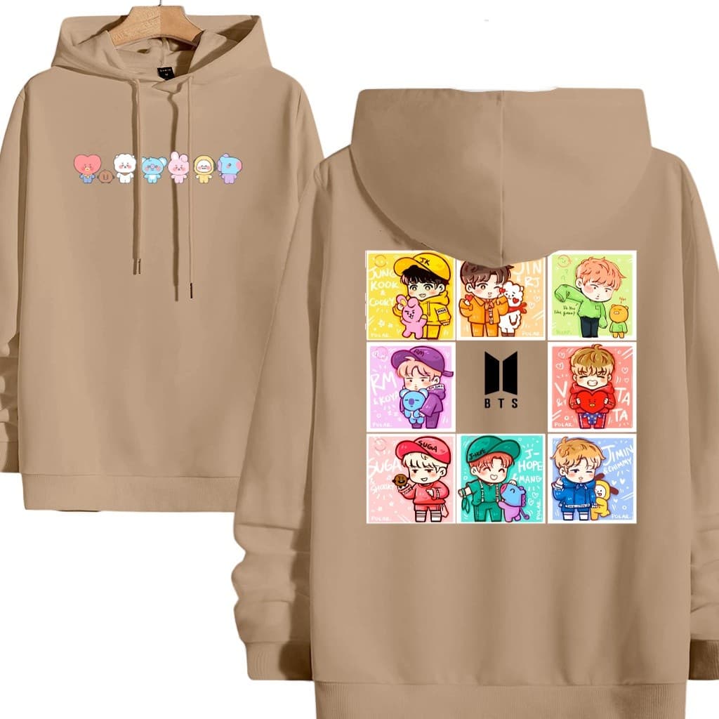 Blusa De Moletom BTS Mascotes Kpop Flanelado Algodão Envio Imediato