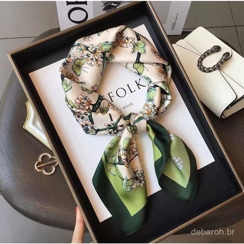 Novo Lenço De Moda Cachecol 70CM (27,55 Polegadas) Cabelo Impresso Feminino Quadrado De Seda