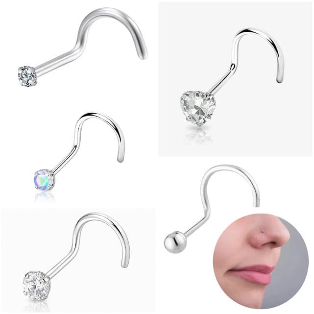 Piercing Nariz Nostril Aço Cirúrgico Inoxidavel Pedra Bolinha Coração Borboleta