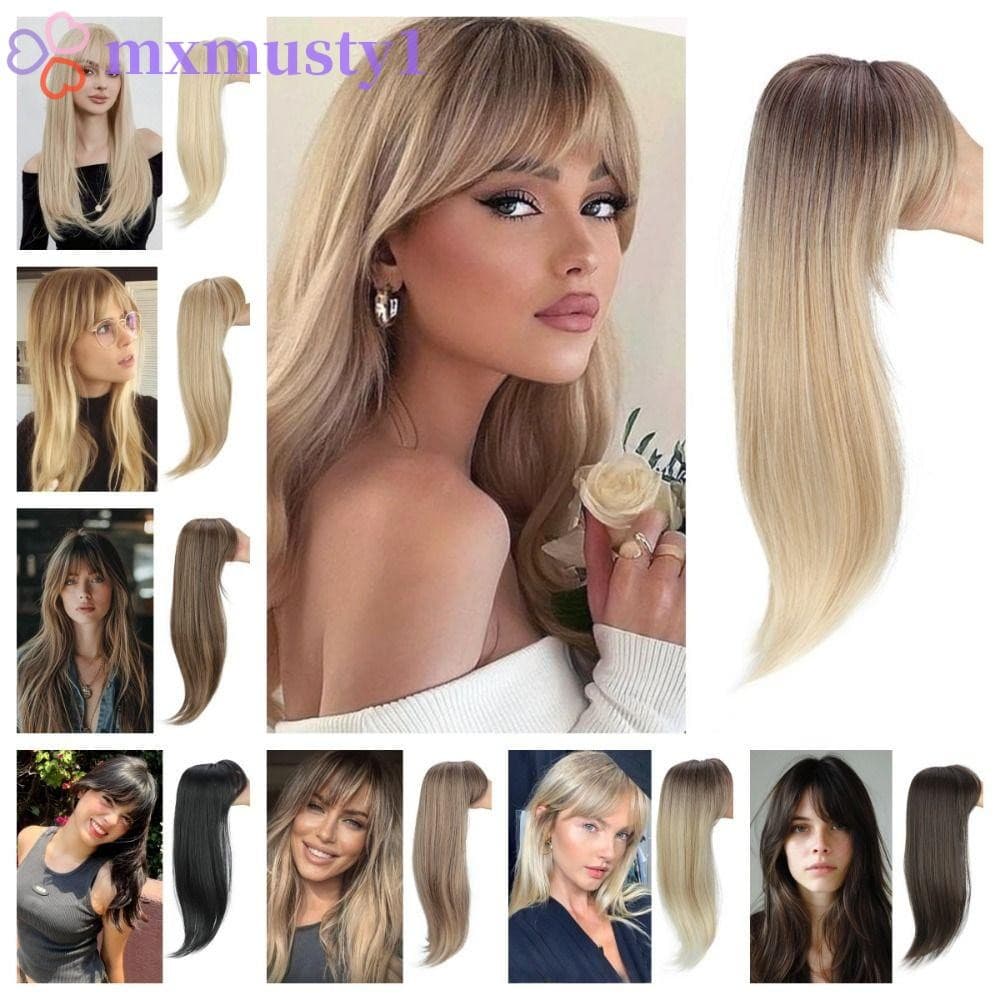 MXMUSTY Topper De Cabelo Com Franja , Toppers Sintético Ombre Reto , Aumenta O Volume Do