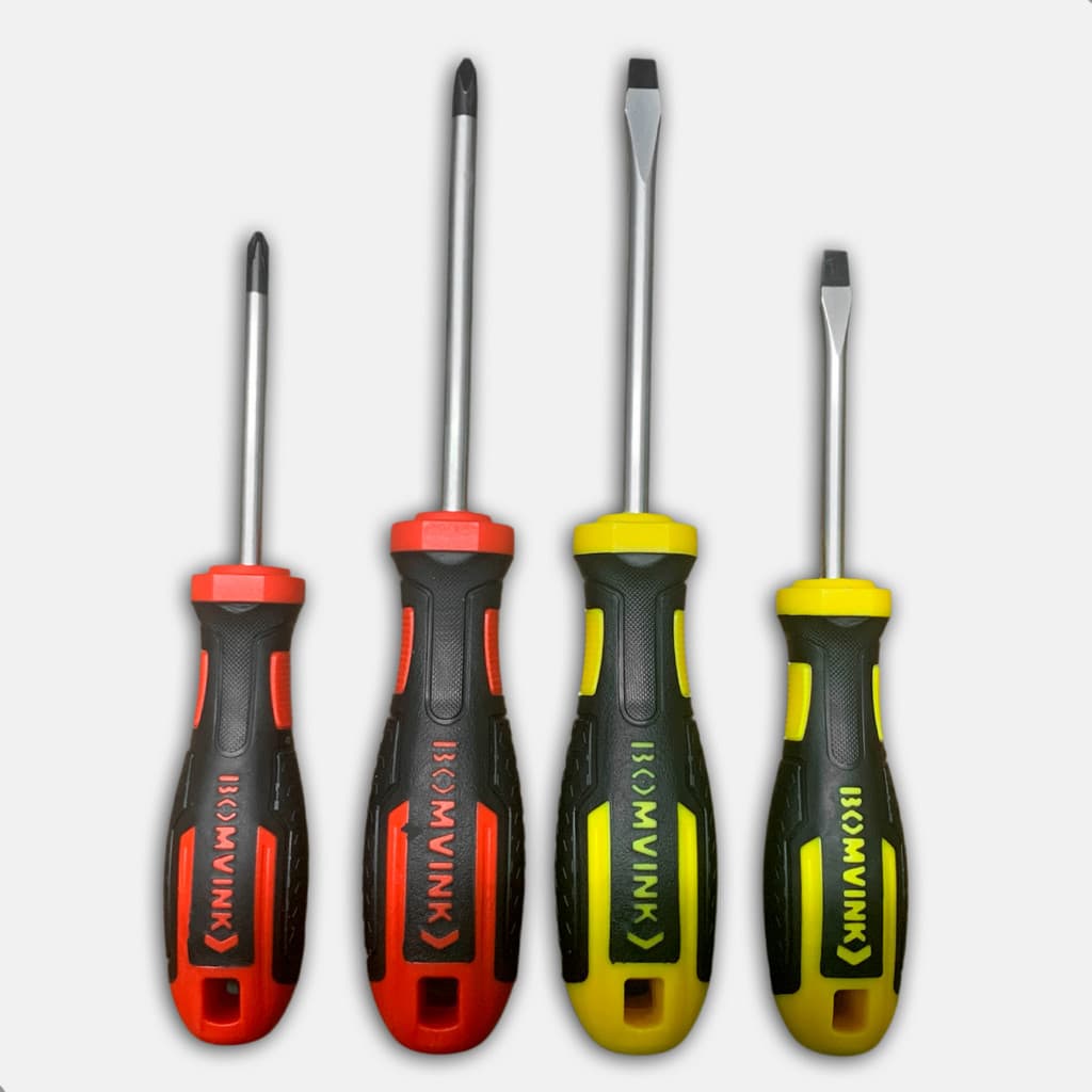 Conjunto Bomvink 4 Peças - 2 Chaves de Fenda 2 Chaves Philips Magnéticas Cabo Emborrachado