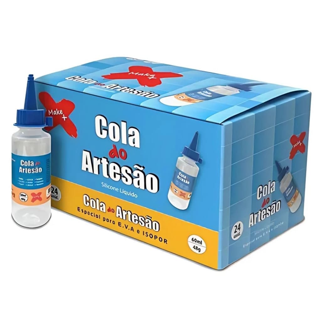 Cola do Artesão Silicone Líquido 60ml, 1/3/5 unid. Make+.
