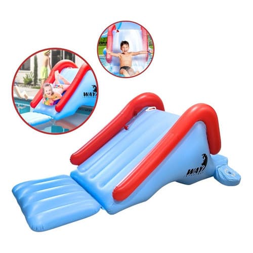 Escorregador Inflável para Piscina com Esguicho de Água, Alça de Apoio, Escadinha
