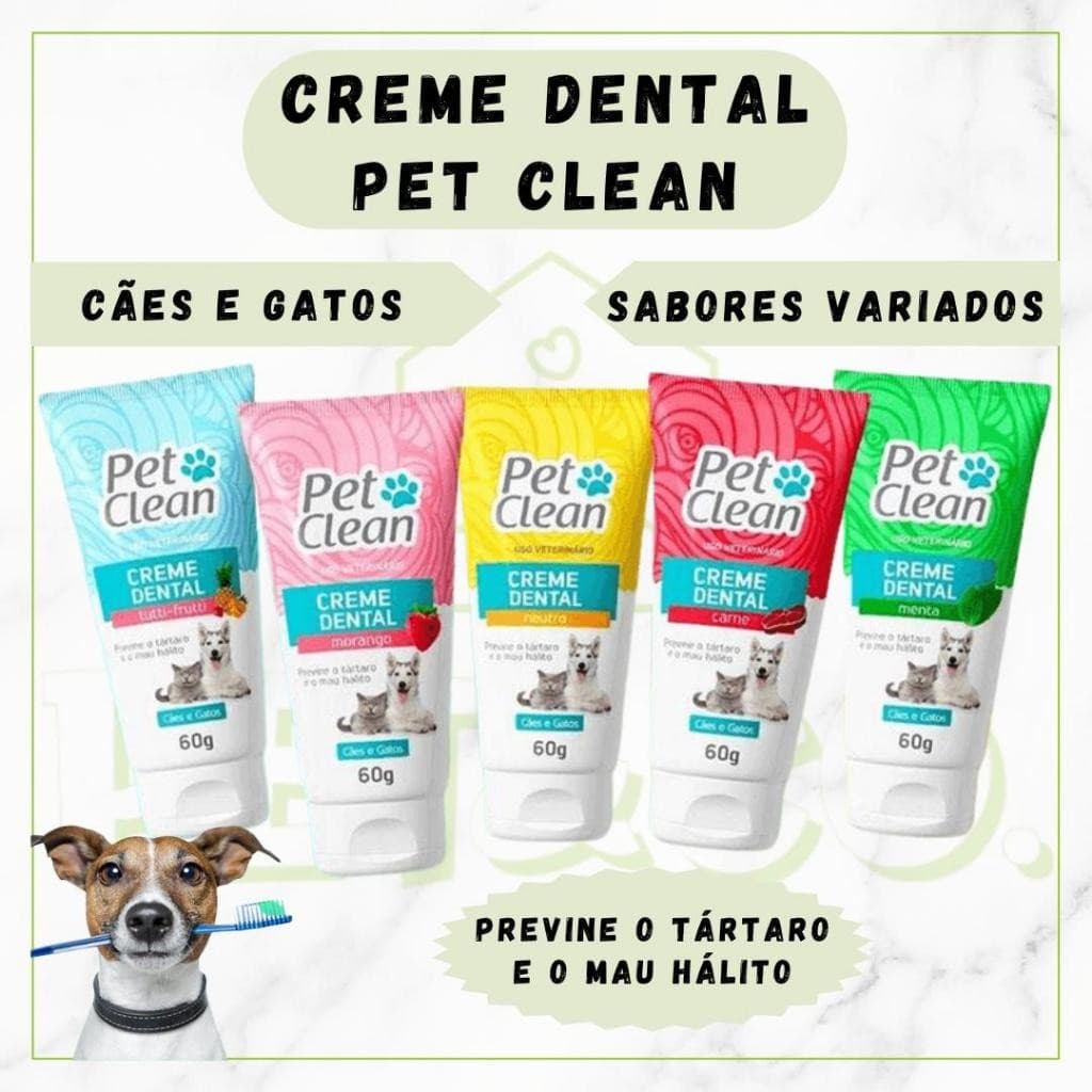 Creme Dental Pet Clean 60g para Cachorro e Gato