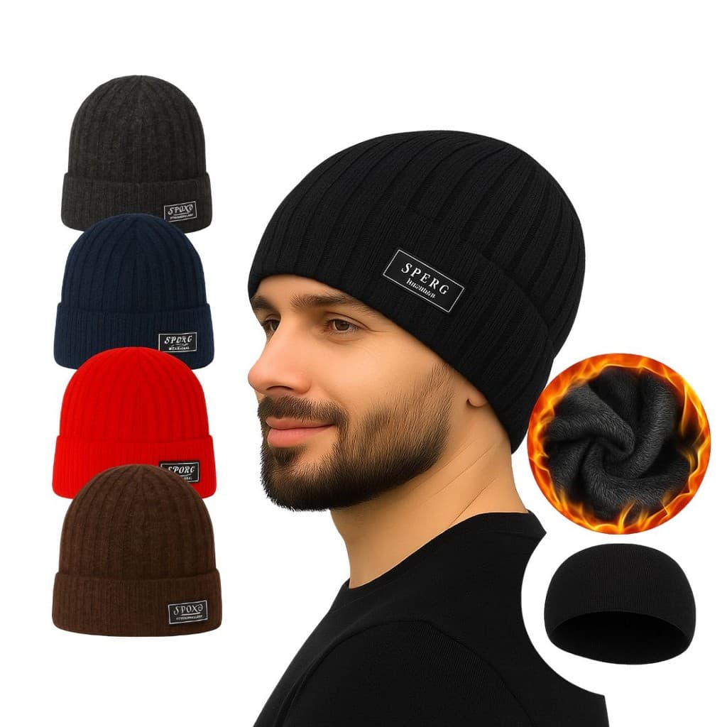 Touca Frio Forrada Lã Quente Masculina Gorro Inverno Aquece