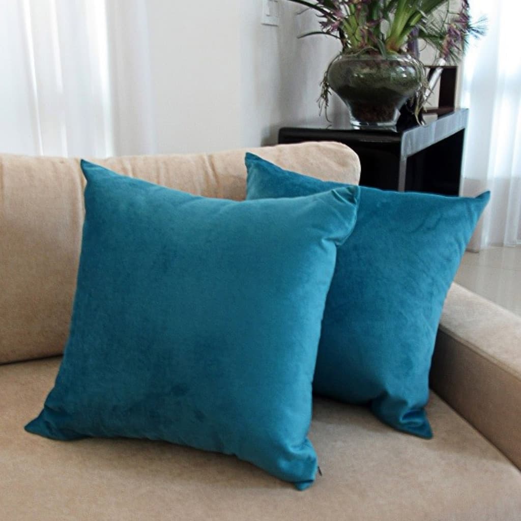 Kit 02 Capas De Almofada 35x35 cm Tecido Suede Liso Zíper Invisível Sofá Sala Decorativa