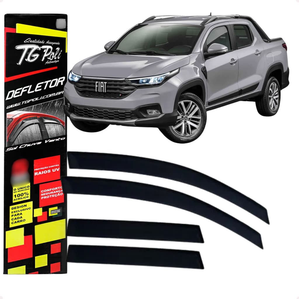 Jogo Calha de Chuva Defletor Fiat Strada CD 2020 2021 2022 2023 2024 04 Portas TG Poli