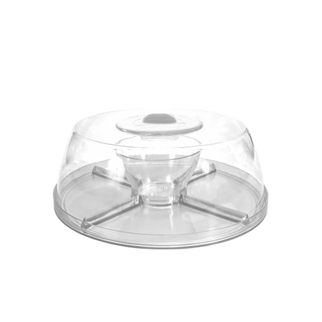 Saladeira Boleira Petisqueira Conjunto 5 em 1 Elegance Prato P/ Bolo Suporte Tampa Acrílico