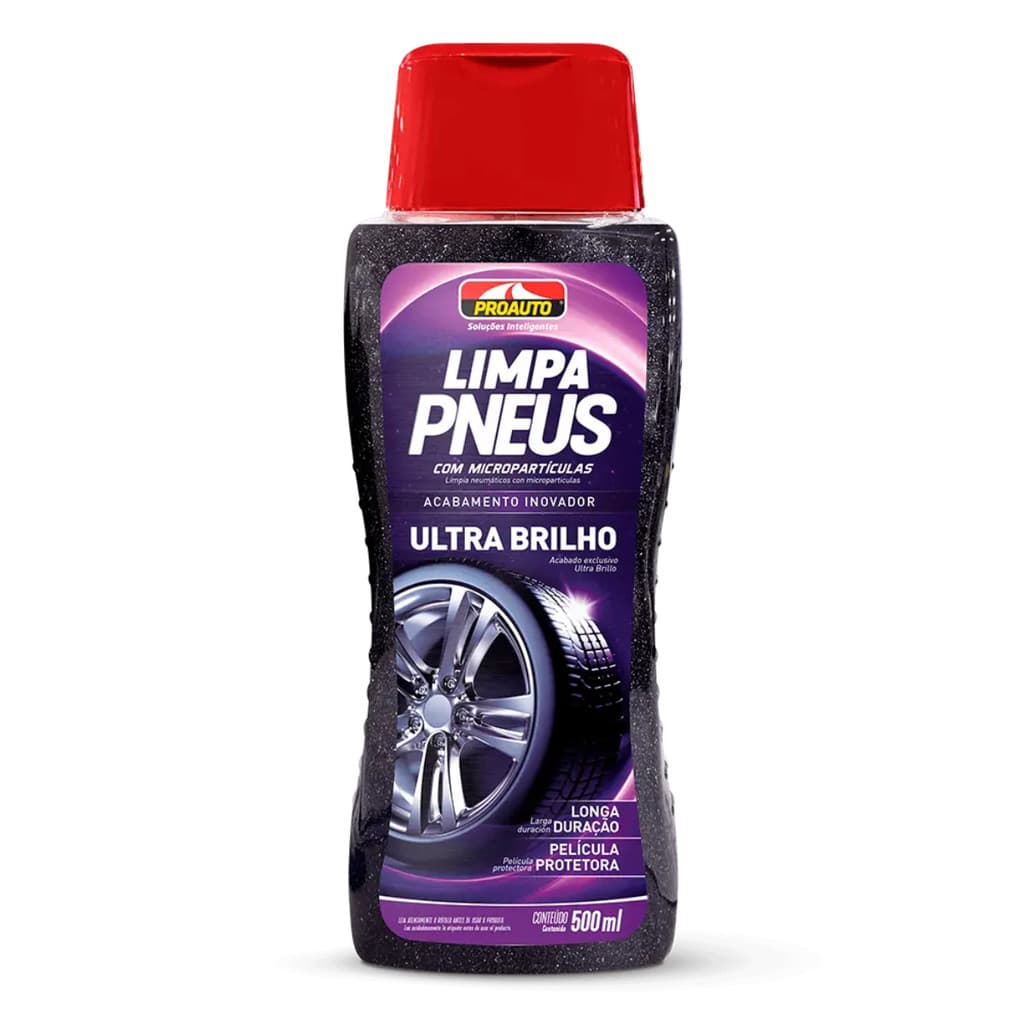 Limpa Pneus Proauto Classic Ultra Brilho 500ml Pretinho Para Pneu Proteção E Efeito Molhado
